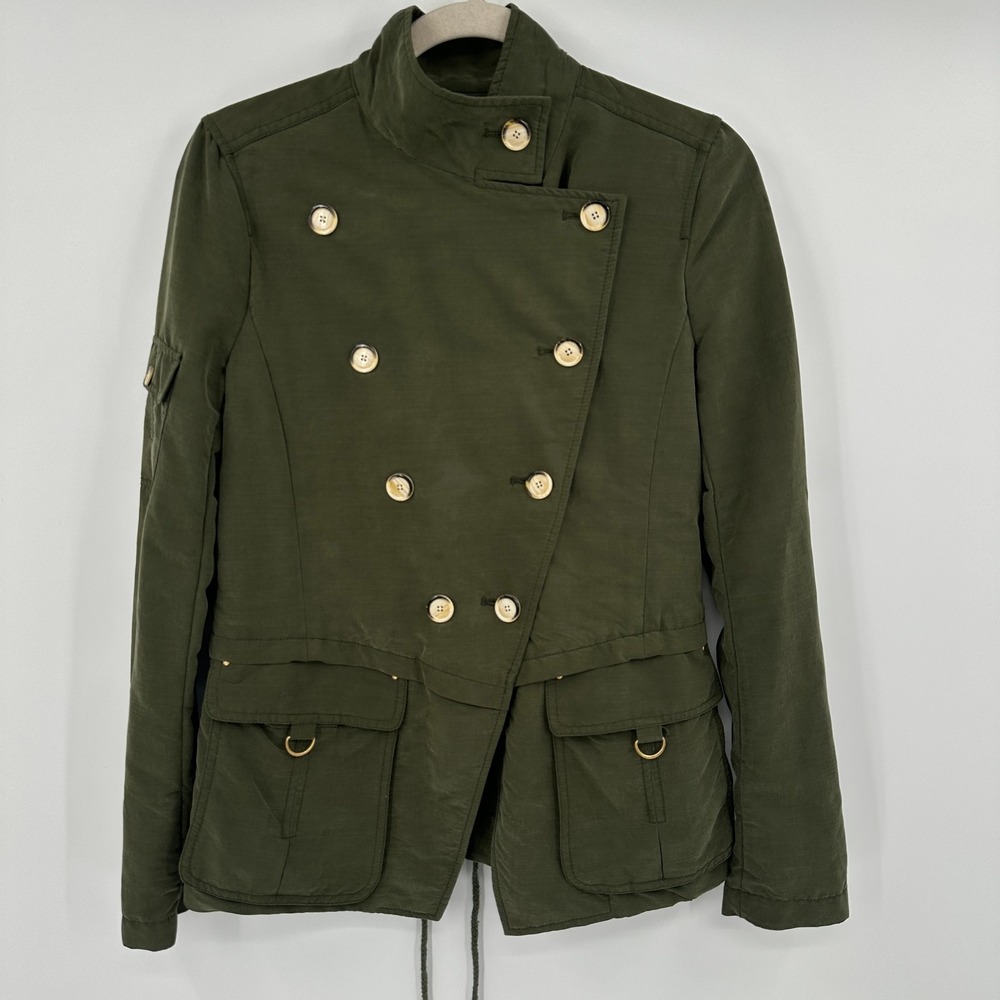 Daughters of the Liberation Women Green Double Breasted Utility Jacket Sz 4‎